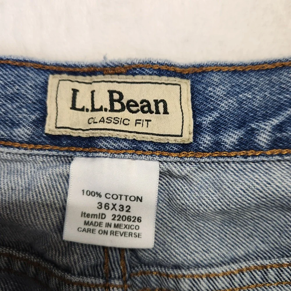 LL Bean Mens Classic Fit Straight Leg Blue Denim‎ Jeans 36x32 Medium Wash 220626